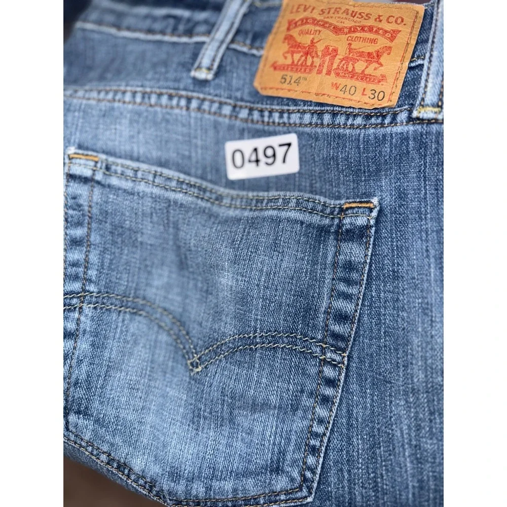 Levi's 514 Jeans Mens 40x30 Blue Denim 5 Pockets‎ Straight Leg Mid Rise Outdoor